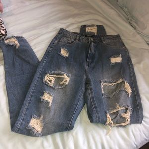 Missguided Ripped High Waisted Mom Jean